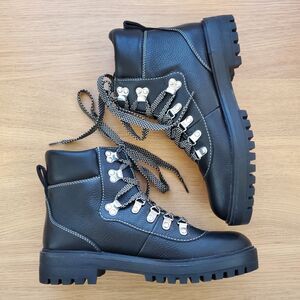 NEW J. Crew Black Leather Hiking Boots